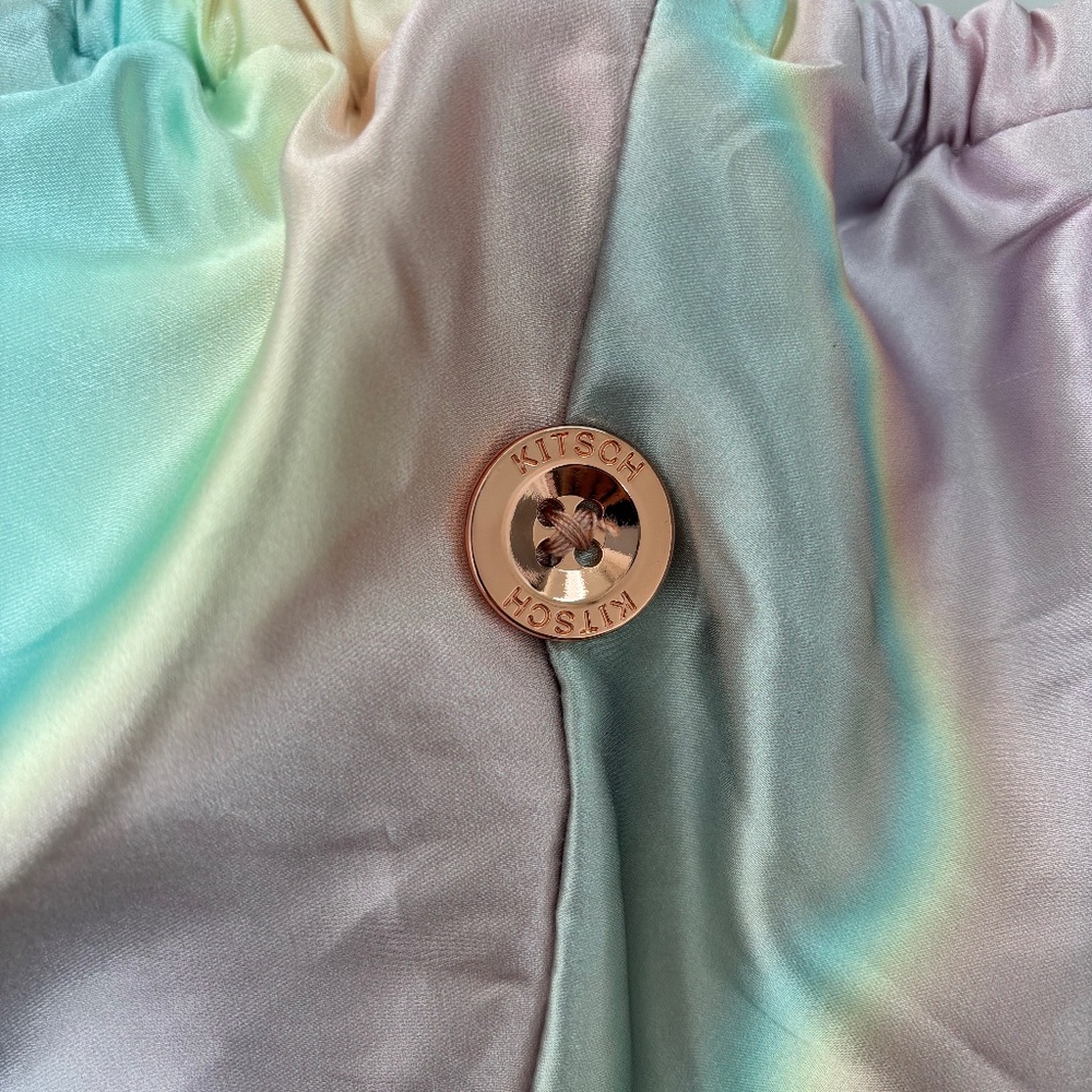 Kitsch Satin Sleep Bonnet + Matching Scrunchie – Pastel Rainbow – One Size